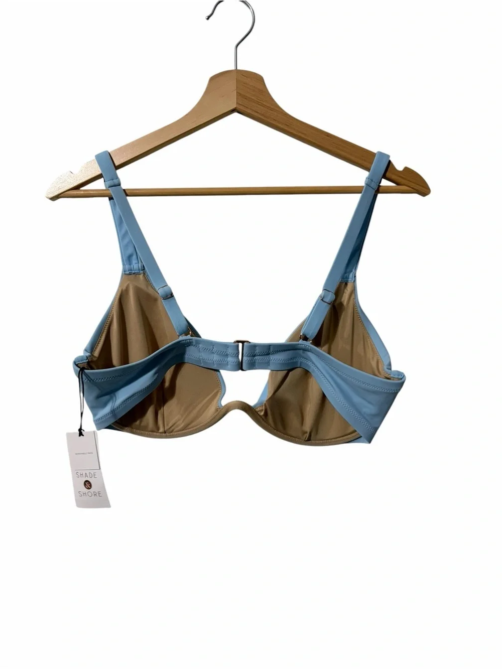 Shade & Shore 36DD Underwire Bikini Top Light Blue Molded Cup Swimsuit NWT